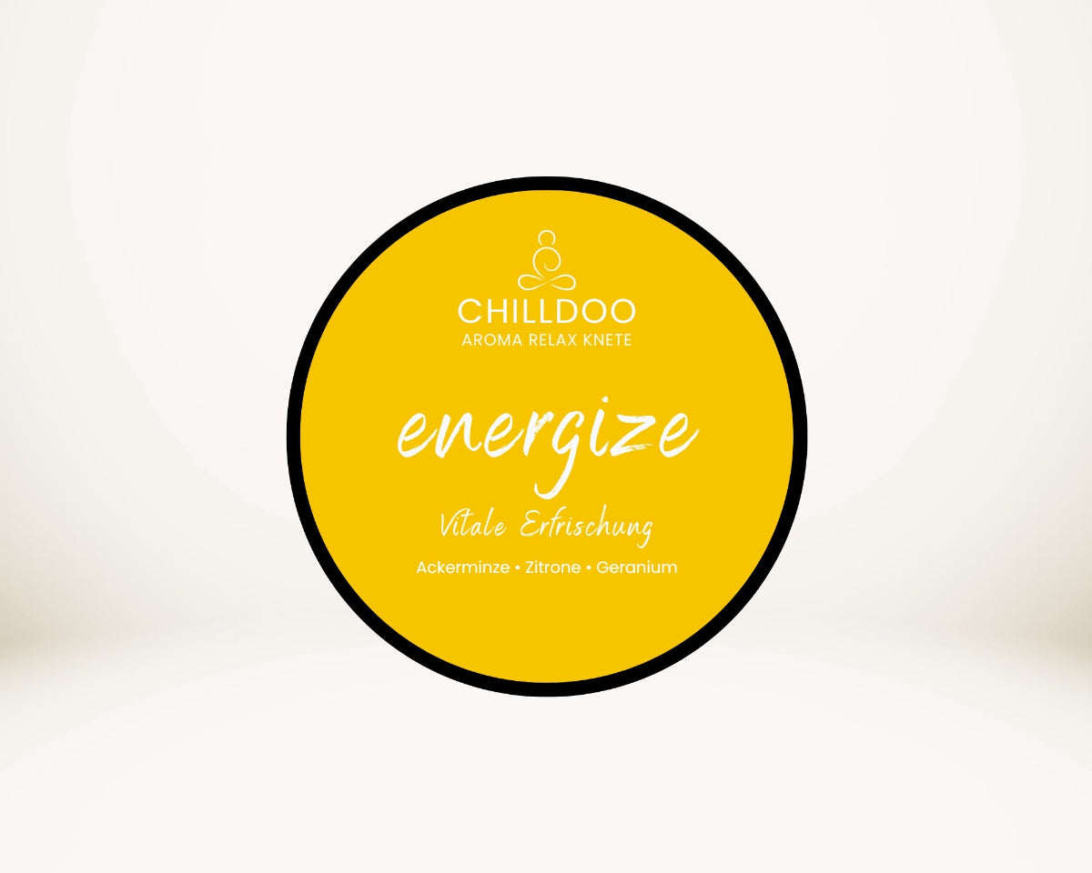 CHILLDOO Duftknete energize in gelb mit Düften von Ackerminze, Zitrone und Geranium
