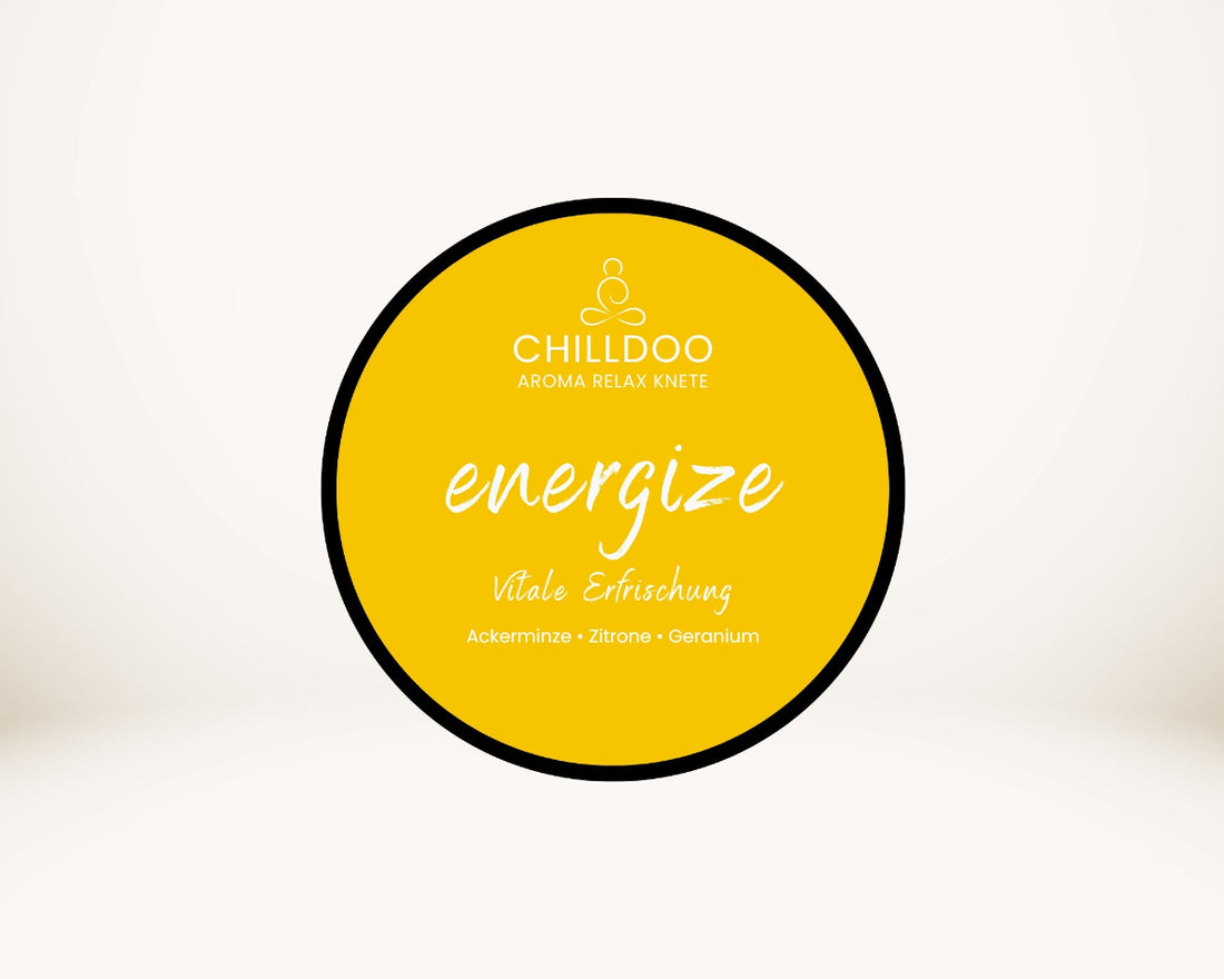 CHILLDOO Duftknete energize in gelb mit Düften von Ackerminze, Zitrone und Geranium