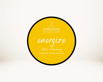CHILLDOO Duftknete energize in gelb mit Düften von Ackerminze, Zitrone und Geranium